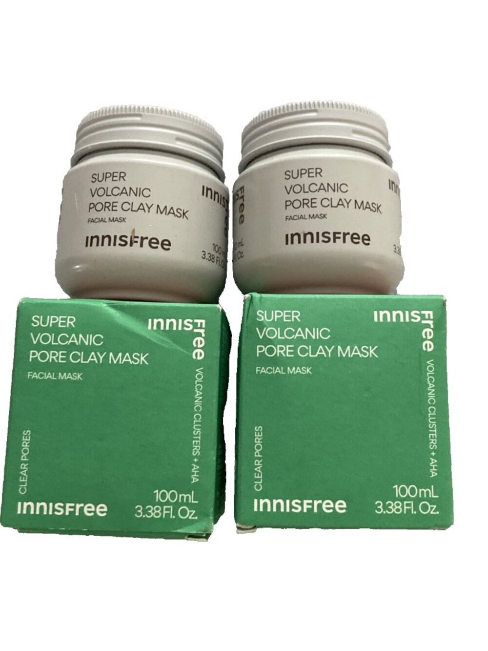 2x Innisfree Super Volcanic Pore Clay Mask 100mL 3.38oz BNIB Exp 4/27 OG Formula